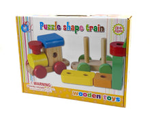 Load image into Gallery viewer, Wooden Train Toy with Puzzle Shapes for building and Stacking_By Luckytree.
