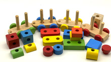 Load image into Gallery viewer, Wooden Train Toy with Puzzle Shapes for building and Stacking_By Luckytree.
