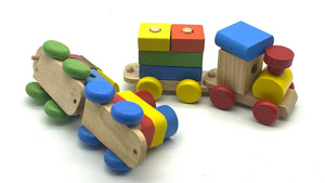 Wooden Puzzle Shapes Stacking Train-18 pieces