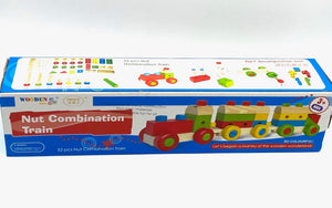 Wooden Train Nut Combination with Puzzle Shapes Stacking Train-52 pieces.