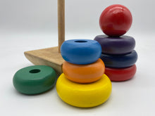 Load image into Gallery viewer, Wooden Toy Rainbow Tower shapes Stacker-multi colour
