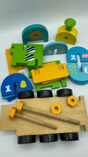 Load image into Gallery viewer, Wooden Train Toy with Puzzle Shapes for building and imaginative play
