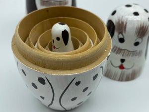 Wooden dog-themed nesting dolls 5 pcs