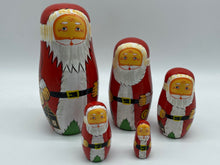 Load image into Gallery viewer, Wooden Nesting Dolls 5 pcs - Santa Claus design.
