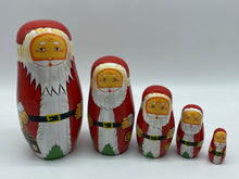 Load image into Gallery viewer, Wooden Nesting Dolls 5 pcs - Santa Claus design.
