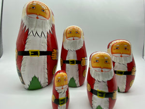 Wooden Nesting Dolls 5 pcs - Santa Claus design.