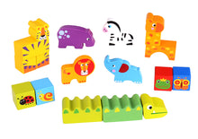 Load image into Gallery viewer, Kids Wooden Blocks Forest Jungle Themed 135 Pcs - Rec. Age: 24 months + set up puzzle Mat.
