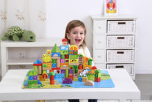 Load image into Gallery viewer, Kids Wooden Blocks Forest Jungle Themed 135 Pcs - Rec. Age: 24 months + set up puzzle Mat.
