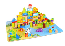 Load image into Gallery viewer, Kids Wooden Blocks Forest Jungle Themed 135 Pcs - Rec. Age: 24 months + set up puzzle Mat.
