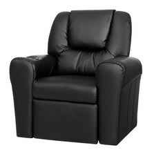 Load image into Gallery viewer, Keezi Kids Recliner Chair Black PU Leather Sofa Lounge Couch Children Armchair
