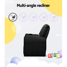 Load image into Gallery viewer, Keezi Kids Recliner Chair Black PU Leather Sofa Lounge Couch Children Armchair
