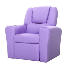 Load image into Gallery viewer, Keezi Kids Recliner Chair Purple PU Leather Sofa Lounge Couch Children Armchair
