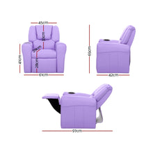 Load image into Gallery viewer, Keezi Kids Recliner Chair Purple PU Leather Sofa Lounge Couch Children Armchair
