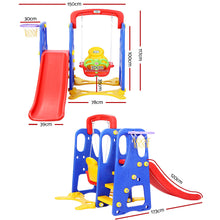 Load image into Gallery viewer, Keezi Kids 3-in-1 Slide Swing with Basketball Hoop Toddler Outdoor Indoor Play
