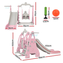 Load image into Gallery viewer, Keezi Kids Slide 170cm Extra Long Swing Basketball Hoop Toddlers PlaySet Pink
