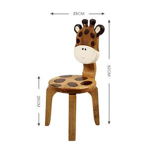 Kids Wooden Table + 2 Chairs Set Giraffe Design Carved Timber Children Furniture.