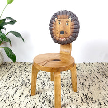 Load image into Gallery viewer, Children’s wooden chair: Lion themed with solid backrest

