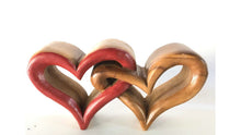 Load image into Gallery viewer, Mothers Day gift-Heart Love Wood Carving Wood Sculpture Acacia Wooden Statue Heart in red 17cm
