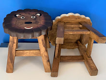 Load image into Gallery viewer, Kids Chair Wooden Stool Animal Lion Theme Children’s Chair and Toddlers Stepping Stool.
