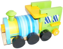 Load image into Gallery viewer, Wooden Train Toy with Puzzle Shapes for building and imaginative play
