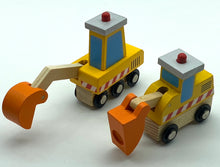 Load image into Gallery viewer, Kids wooden truck with tippers toy diggers and tilt tray
