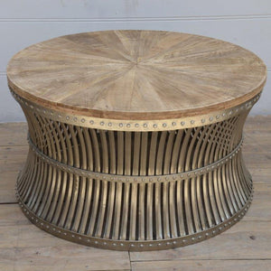 Inverted Iron And Wood Coffee Table