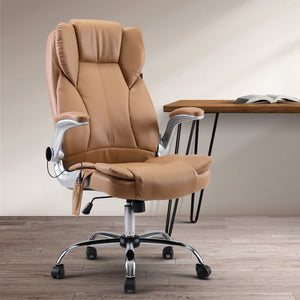 Artiss Massage Office Chair Gaming Chair Computer Desk Chair 8 Point Vibration Espresso