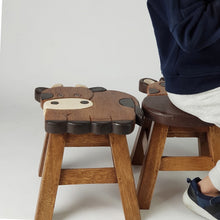Load image into Gallery viewer, Kids Chair Wooden Stool Animal COW Theme Children’s Chair and Toddlers Stepping Stool.
