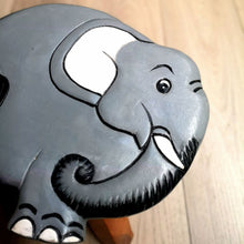 Load image into Gallery viewer, Kids Chair Wooden Stool Animal ELEPHANT Theme Children’s Chair and Toddlers Stepping Stool.
