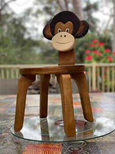 Children’s wooden chair Monkey themed with solid backrest