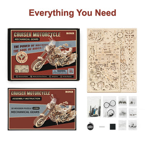 Model 3D Wooden Motorbike Cruiser  Scale:1:32 Puzzle Assembly Model Building Kits for Teens, Adults from 13 to 99 years