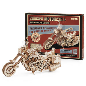 Model 3D Wooden Motorbike Cruiser  Scale:1:32 Puzzle Assembly Model Building Kits for Teens, Adults from 13 to 99 years