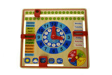Load image into Gallery viewer, Childs learn the calendar and clock time playset with adjustable tabs and settings learning tool
