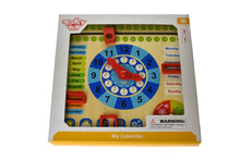 Load image into Gallery viewer, Childs learn the calendar and clock time playset with adjustable tabs and settings learning tool
