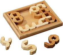 Load image into Gallery viewer, Tricky Numbers, Bamboo Puzzle brain teaser puzzle, wood, handmade 3D puzzle-sort into correct order
