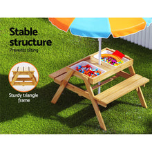 Load image into Gallery viewer, Keezi Kids Outdoor Table and Chairs Picnic Bench Set Umbrella Water Sand Pit Box
