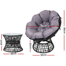 Load image into Gallery viewer, Outdoor Papasan Chairs Table Lounge Setting Patio Furniture Wicker Black
