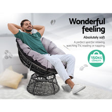 Load image into Gallery viewer, Outdoor Papasan Chairs Table Lounge Setting Patio Furniture Wicker Black
