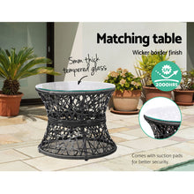 Load image into Gallery viewer, Outdoor Papasan Chairs Table Lounge Setting Patio Furniture Wicker Black
