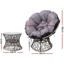 Load image into Gallery viewer, Gardeon Outdoor Papasan Chairs Table Lounge Setting Patio Furniture Wicker Grey
