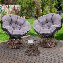 Load image into Gallery viewer, Gardeon Outdoor Lounge Setting Papasan Chairs Table Patio Furniture Wicker Brown
