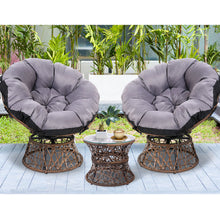 Load image into Gallery viewer, Gardeon Outdoor Lounge Setting Papasan Chairs Table Patio Furniture Wicker Brown
