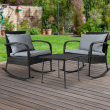 Load image into Gallery viewer, Gardeon 3 Piece Outdoor Chair Rocking Set - Black
