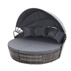 Gardeon Outdoor Lounge Setting Patio Furniture Sofa Wicker Garden Rattan Set Day Bed Grey