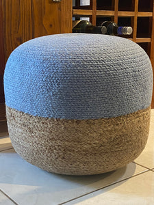 Henri Ottoman 45X45X40cm - Natural Steel Blue.