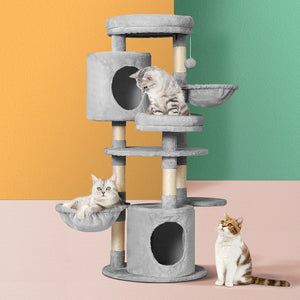 i.Pet Cat Tree Tower Scratching Post Scratcher Wood Condo House Toys Bed 123cm-7