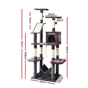 i.Pet Cat Tree 171cm Trees Scratching Post Scratcher Tower Condo House Furniture Wood-1