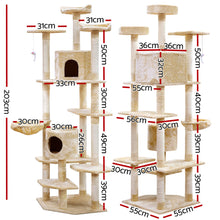 Load image into Gallery viewer, i.Pet Cat Tree 203cm Trees Scratching Post Scratcher Tower Condo House Furniture Wood Beige-1
