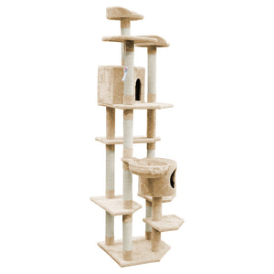 i.Pet Cat Tree 203cm Trees Scratching Post Scratcher Tower Condo House Furniture Wood Beige-3