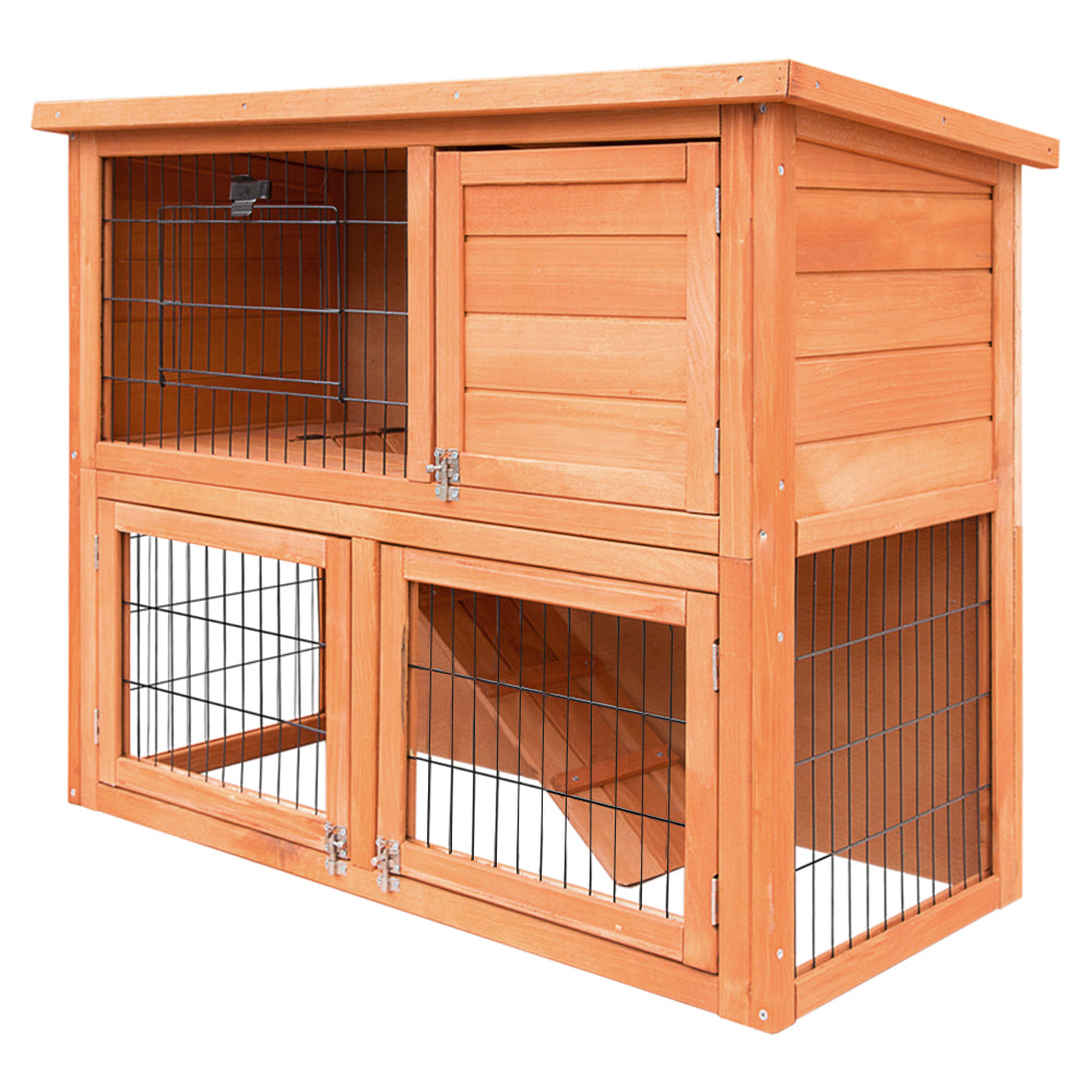 iRabbit Hutch Hutches Large Metal Run Wooden Cage Chicken Coop Guinea Pig